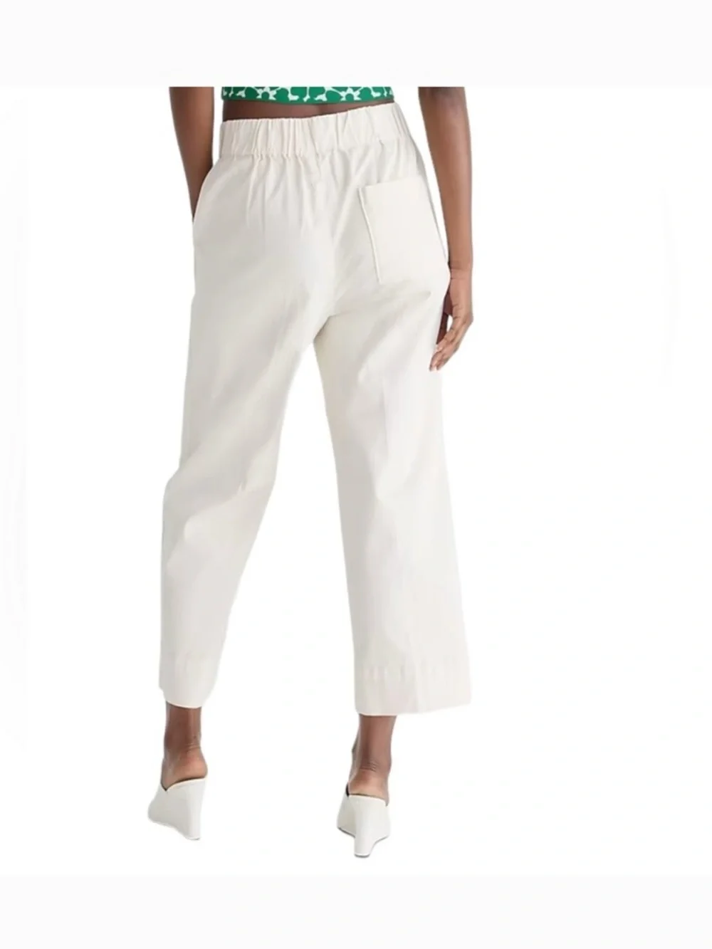 J.Crew Astrid Wide Leg Chino Pants Cream BH357 Size Small Pull On